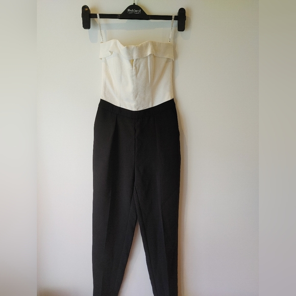 Bardot Strapless Black and White Jumpsuit Size US 2/ xxs - Picture 4 of 8